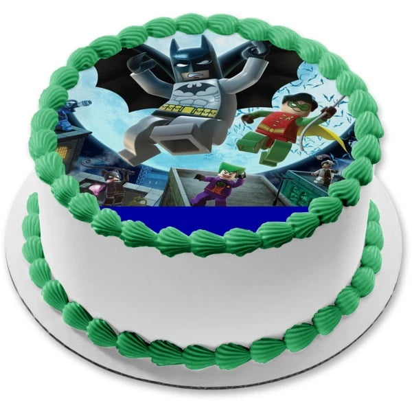 Cakeshop 12 x Pre-Cut lego batman stand up Edible Cake Toppers